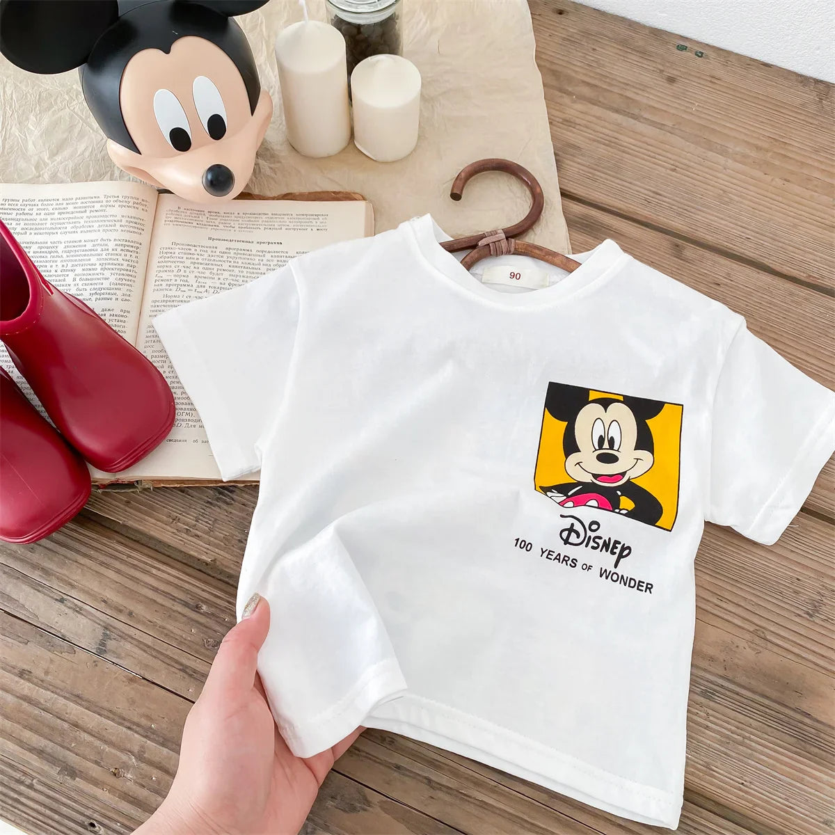 Disney Cartoon Baby T-Shirt – Cute Minnie Printed Summer Tee for Girls & Boys, Short Sleeve Crewneck Kids Tops