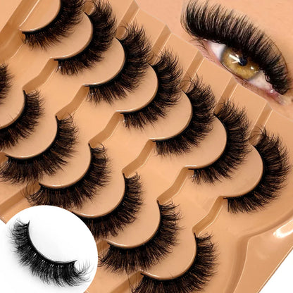 7 Pairs 3D Mink Fur False Eyelashes – Thick Short Dramatic Natural Look Makeup Lashes Wholesale