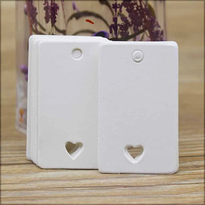 100pcs Black & Kraft Paper Gift Tags – 5×3cm Rectangular Heart Hollow Labels with 100 Hemp Strings for Hand Drawn or DIY Gift Tags