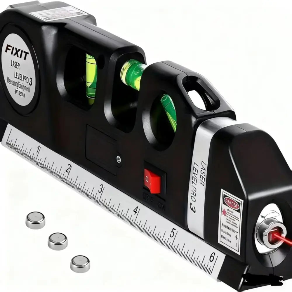 Easy-to-Use Laser Level Kit – Multipurpose Cross Line Laser with 8-Foot Measuring Tape and Ruler