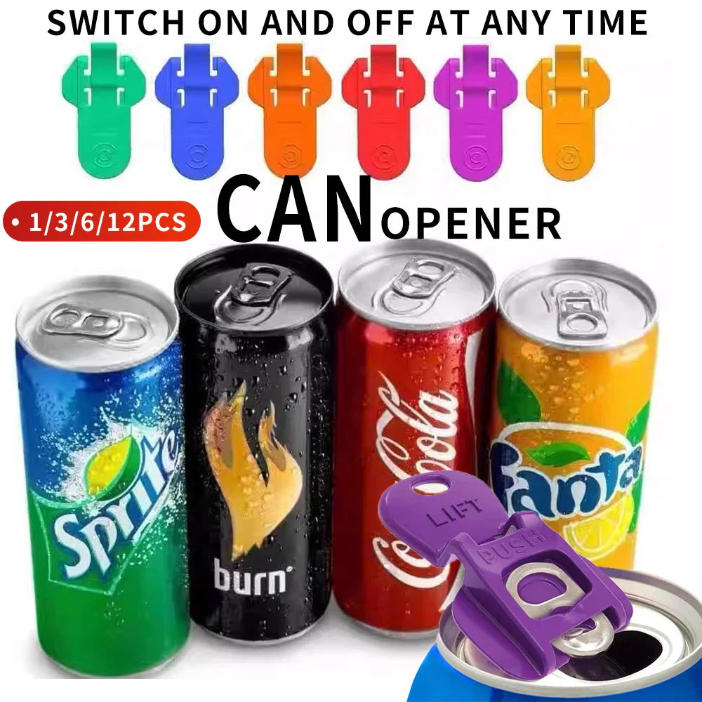 Multi-Colored Beverage Can Opener with Protective Lid – 1/3/6/12pcs Set, Easy On/Off, Perfect for Parties, BBQs, and Beach