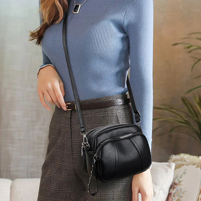 Women's Rivet Zipper Crossbody Bag – Solid Color Soft Leather Mobile Phone Shoulder Purse