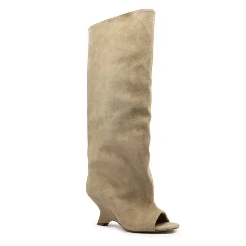 Women’s Knee-High Open Toe Boots 34-44 - 2026 Spring/Summer Chunky High Heel Fashion Boots