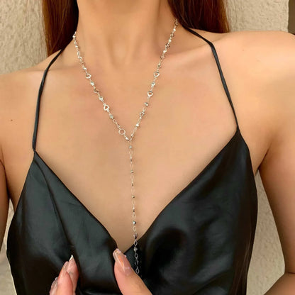 Trendy Y-Shaped Metal Necklace - Gold & Silver Color Long Collarbone Chain Bohemian Party Body Jewelry Gift