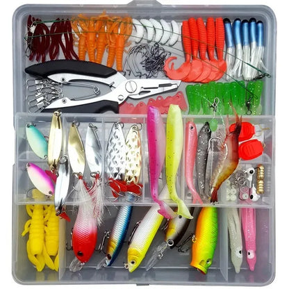 Fishing Lures Set for Freshwater & Saltwater – Hard Wobblers, Metal Jig Spoons & Soft Silicone Baits Fishing Tackle Kit