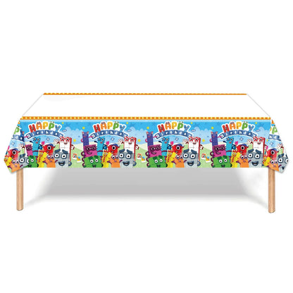 Number Birthday Building Blocks Party Decorations Set – Tablecloth, Banner, Balloons & Cake Topper for Kids & Baby Shower Supplies