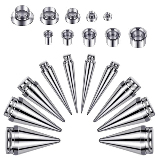 Ear Stretcher Kit — 11mm Surgical Stainless Steel Ear Plugs, Expander Gauges & Flesh Tunnel Body Jewelry