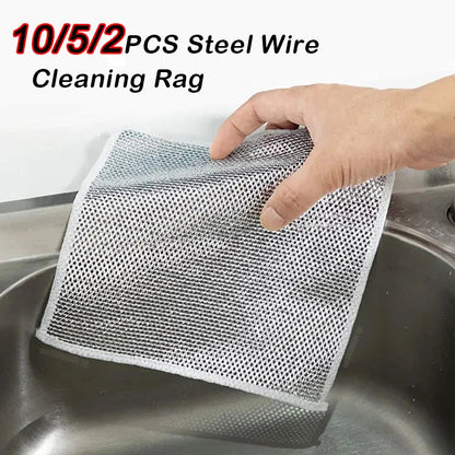 Effortless Kitchen Cleaning with Reusable Steel Wire Cleaning Cloth - Say Goodbye to Stubborn Stains and Rust!