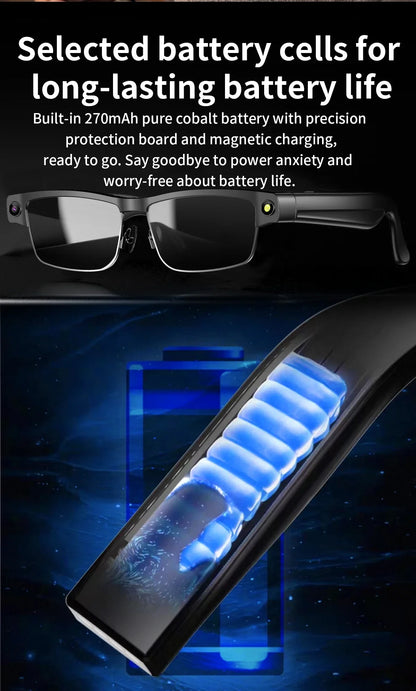 AI Smart Camera Glasses — 8MP with Bluetooth for Calls & Music, Object Recognition, and AI Translation