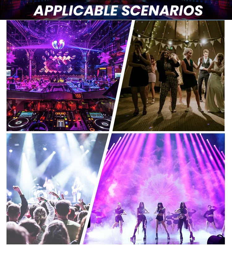 48W 4-Arm Mini Moving Head DJ Light – RGBW LED Disco Strobe with DMX512 for Party, Nightclub & Stage Effects