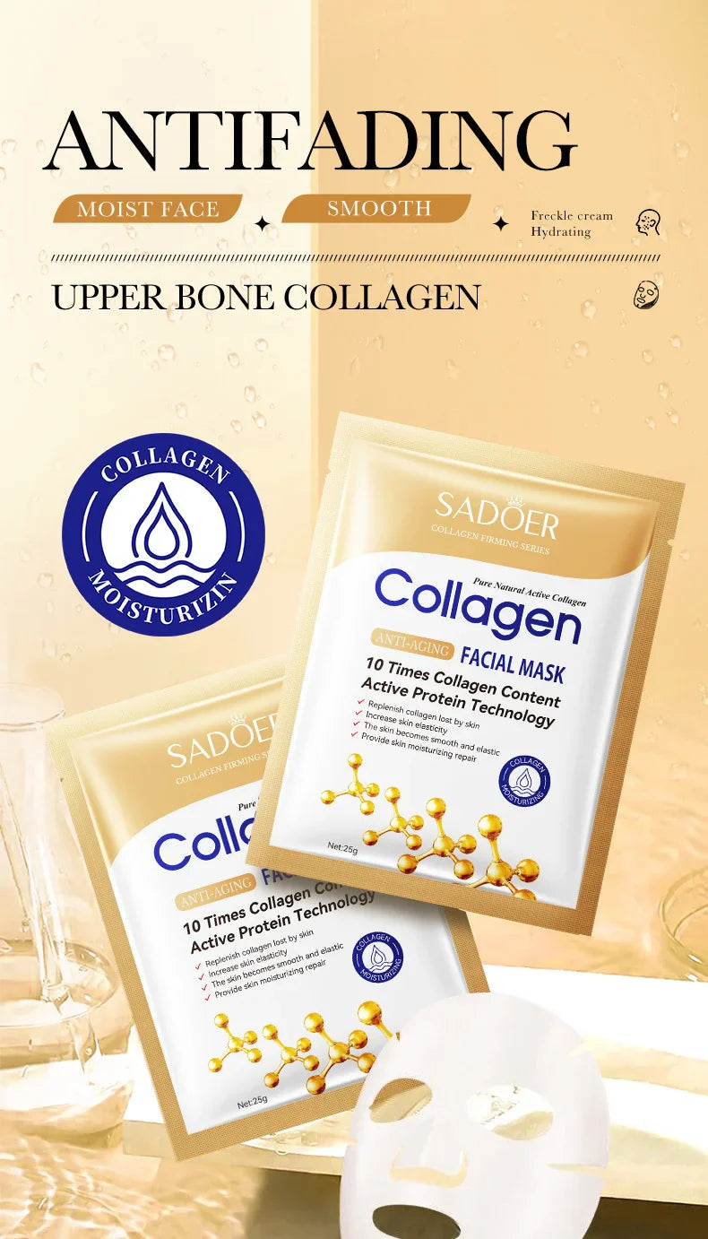 10PCS Collagen Anti-Wrinkle Facial Masks – Korean Skincare for Anti-Aging, Firming, Moisturizing & Brightening
