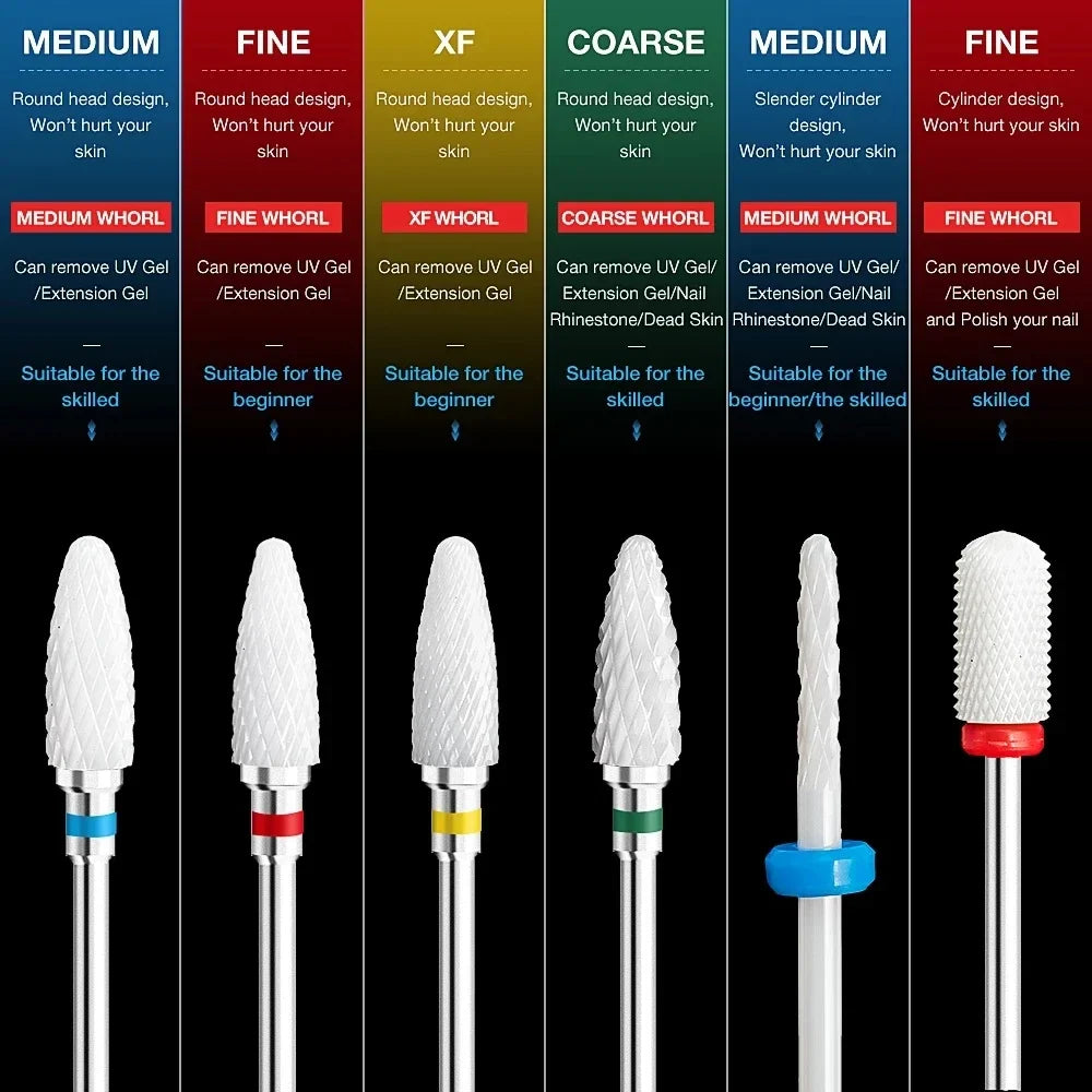 Manicure Pedicure Tools: Ceramic Carbide Nail Drill Bit - Electric Drill Machine Burr Milling Cutter for Precision Nail Care