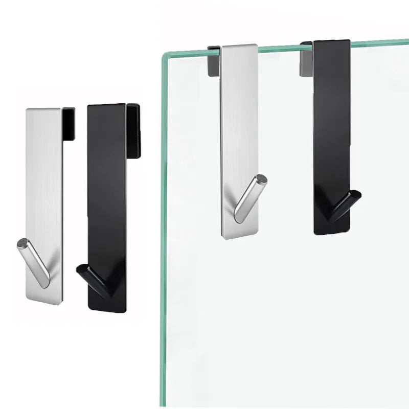 Stainless Steel S-Shape Over Glass Door Shower Towel Rack - Bathroom Bathrobe Hanger Holder Hooks