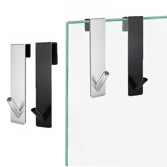 Stainless Steel S-Shape Over Glass Door Shower Towel Rack - Bathroom Bathrobe Hanger Holder Hooks