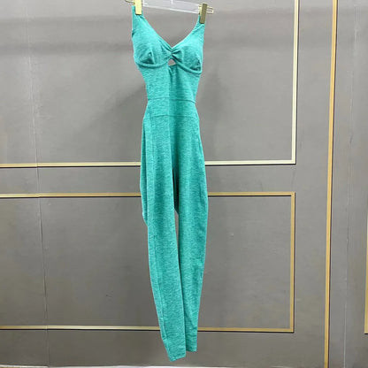 Women’s Black Sporty Jumpsuit – 2025 Workout Yoga Gym Set with Push-Up Fitness Overalls