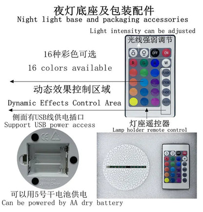 K-Pop Demon Hunters LED Night Light – Zoe, Mira, Rumi, Saja 16-Color Remote Control