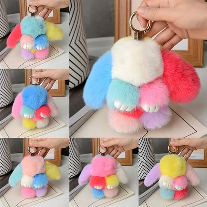 15cm Rabbit Fur Keychain - Soft Bag & Car Pendant Charm for Women, Jewelry Accessory Gift