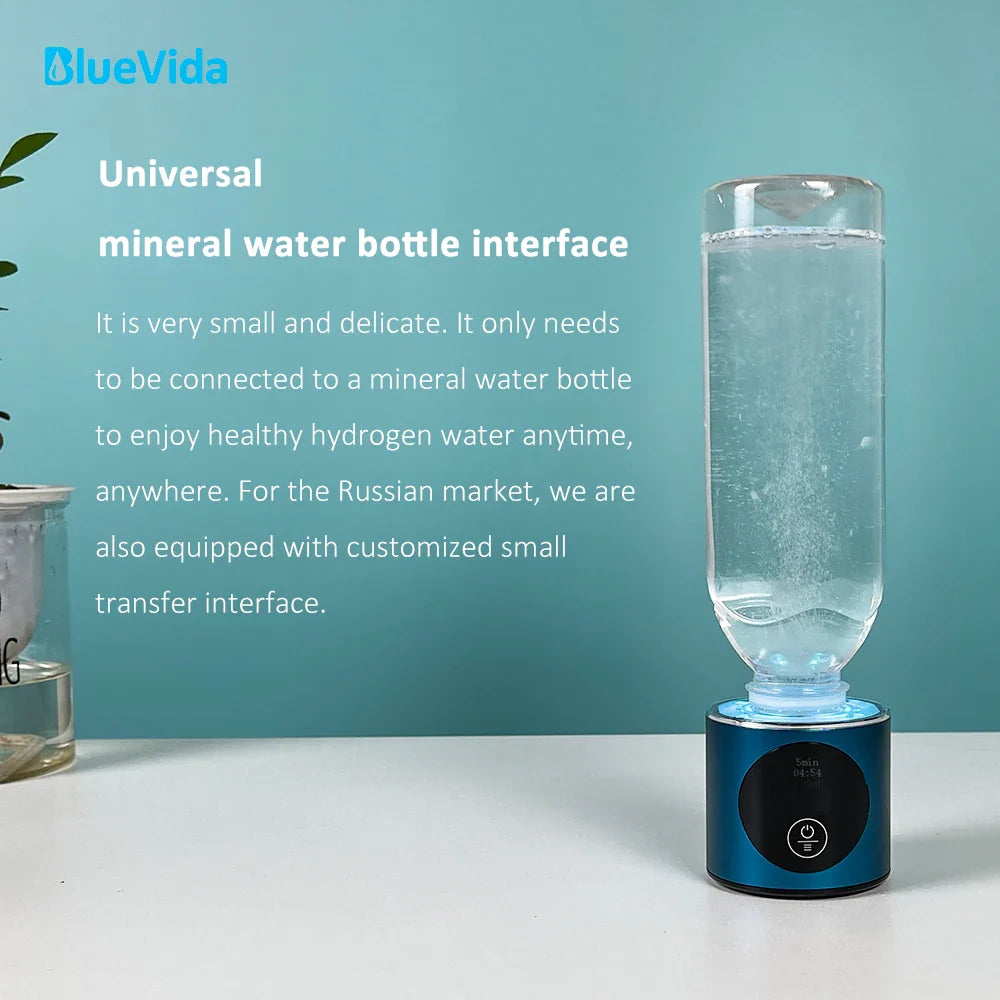 BlueVida 8th Gen Nano Hydrogen Water Generator Bottle - DuPont SPE/PEM Hydrogenator with H2 Inhaler & Touch Button