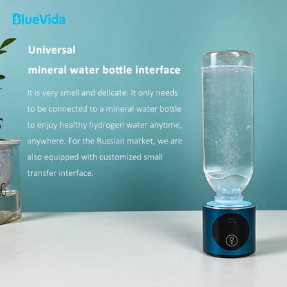 BlueVida 8th Gen Nano Hydrogen Water Generator Bottle - DuPont SPE/PEM Hydrogenator with H2 Inhaler & Touch Button