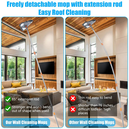 360° Rotating Triangle Wall Mop | Long Handle Adjustable Microfiber Mop for Dry & Wet Cleaning | Floor & Wall Dust Cleaner
