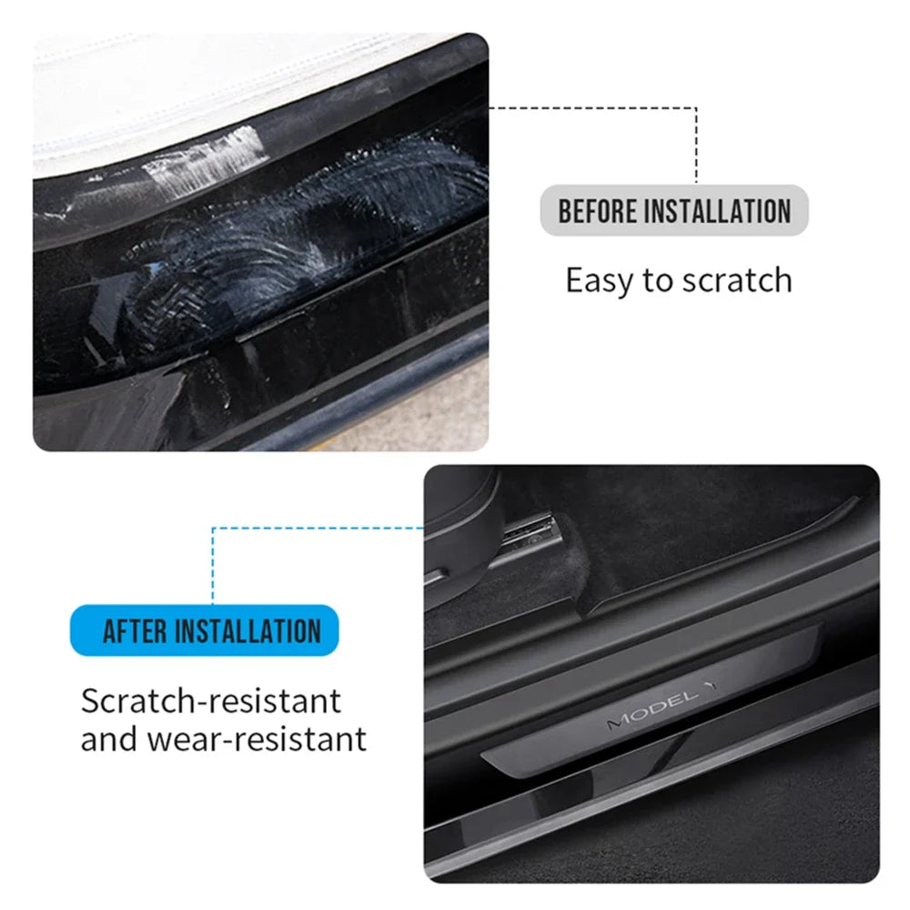 Rear Door Sill Protective Pad for Tesla Model Y – Anti-Kick Threshold Guard Cover Strip, Original Fit Accessories