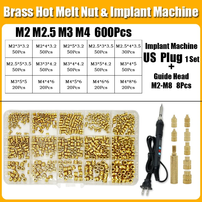 Brass Hot Melt Insert Knurled Nut – Copper Thermal Conduction Nut for 3D Printer Plastic Heat Insertion Tool