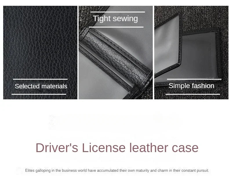 PU Leather Driver License Holder — Car Document Wallet for ID, Pass, Certificate, and Card Storage