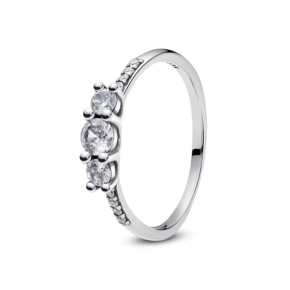 925 Sterling Silver Women’s Ring – Crown, Heart & Wishbone Design with Crystal, Rose Gold Engagement & Wedding Jewelry