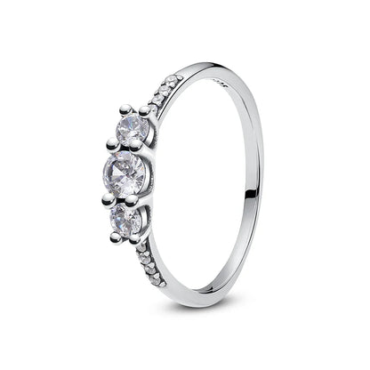 925 Sterling Silver Women’s Ring – Crown, Heart & Wishbone Design with Crystal, Rose Gold Engagement & Wedding Jewelry