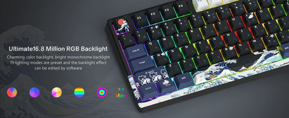 Wired Mechanical Gaming Keyboard with OLED Display – Hot-Swappable Pudding Keycaps, Full RGB Backlit for PC & Laptop