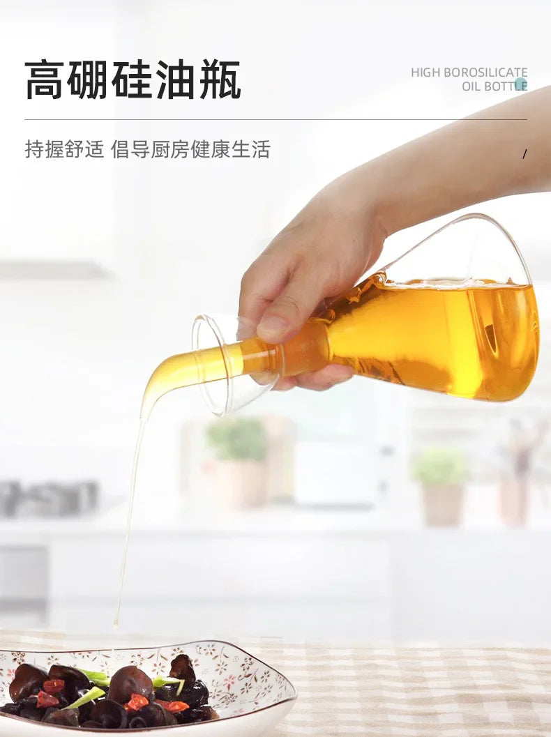 High Borosilicate Glass Oil & Vinegar Pot – Leak-Proof Kitchen Seasoning Bottle