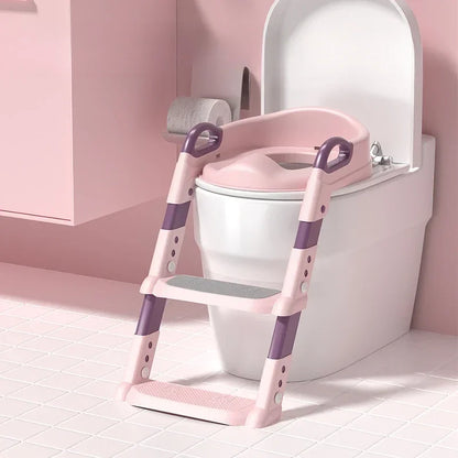 Children's Toilet Seat & Step Stool – Folding Toilet Ring with Stairway for Boys & Girls