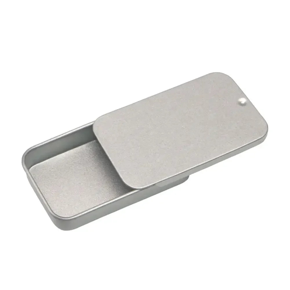 Metal Rectangular Mini Tin Box – Hinged Push-Top Candy, Pill & Small Storage Container