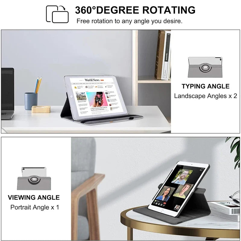 360° Rotating iPad Case - Protective Tablet Cover with Stand for iPad Pro Air 10.9 10.5 10.2 9.7 Inch Models