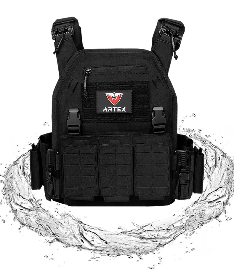 New 6094 Combat Vest – Quick Detachable Light Laser Cut Tactical Gear, Black Airsoft Carrier for Combat Equipment
