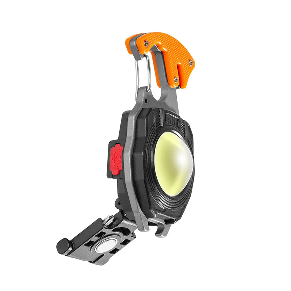 COB Work Lights - 3 Gears Rechargeable Flashlight with Multifunctional Features - Perfect for Camping, Includes Cigarette Lighter Screwdriver & LED Keychain Lamp