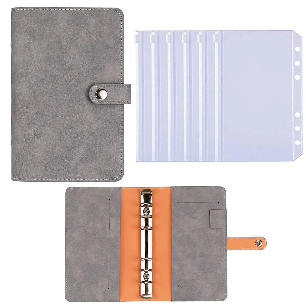 2024 A6 Budget Binder – PU Leather Notebook with Cash Envelopes System, Clip-On Binder Pockets for Money Saving & Bill Organizer Gifts