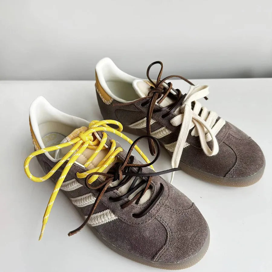 4PCS Vintage DE Leather Shoelaces Set – Round & Flat DIY Sports Casual Shoe Laces Combination