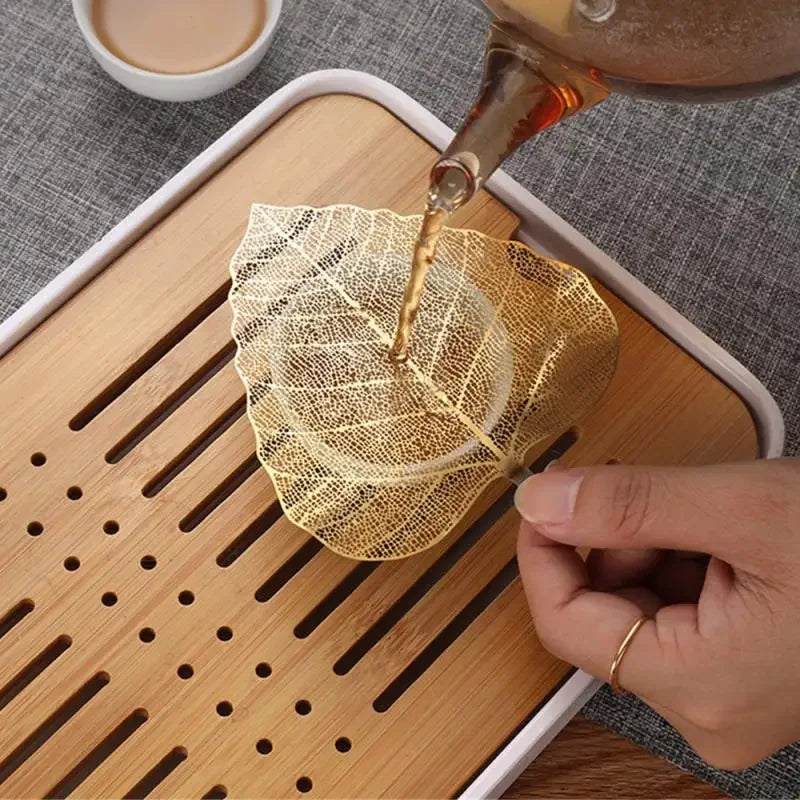 304 Stainless Steel Tea Filter – Hollow Leaf Shape Tea Strainer, KungFu Infuser, 2Pcs Ceremony Accessories
