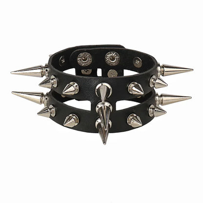 Punk Rock Hip Hop PU Leather Bracelet – Unisex Skull, Pentagram & Rivet Chain Bracelet, Trendy Party Jewelry Accessory