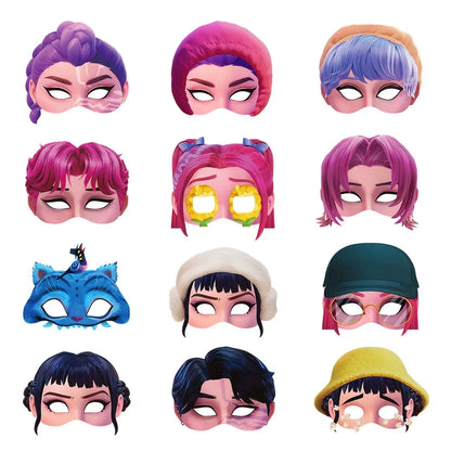 12PCS KPop Demon Hunters Mask Set – Birthday, Cosplay & Halloween Party Props for Kids