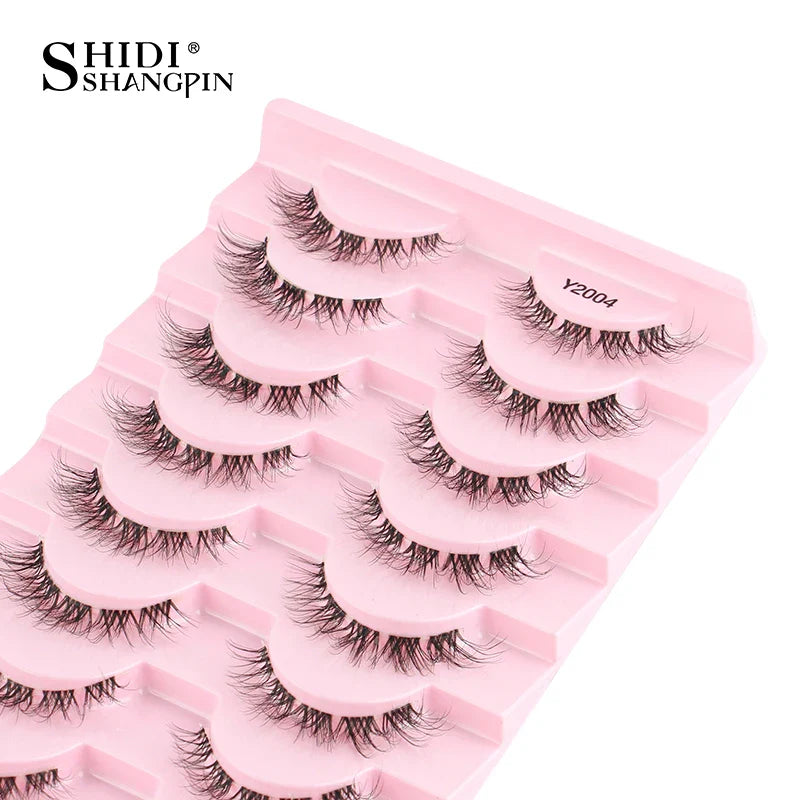 SHIDISHANGPIN 5/10 Pairs Cat Eye False Lashes – 3D Mink Half Lashes, Eyelash Extensions for Natural Makeup, Faux Cils Maquiagem