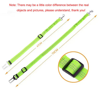 High-Grade Adjustable Dog Car Safety Belt — Shock-Absorbing Damping Strap with Reflective Trim, Universal Fit