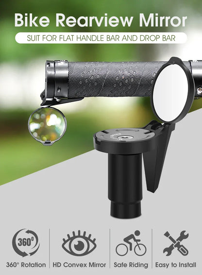 WEST BIKING Adjustable Bicycle Rearview Mirror – Universal Convex Handlebar End Mirror for MTB & Road Bikes