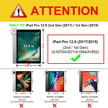 iPad Pro 12.9" Case with Pencil Holder – Slim Stand Cover for 1st & 2nd Gen 2015/2017 Models (A1584/A1652/A1670/A1671/A1821)