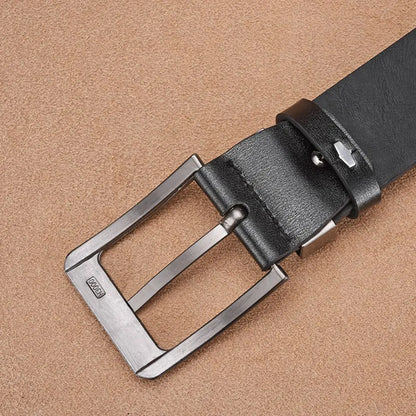 Genuine Leather Men's Belt – High-Quality Buckle, Cowskin Casual & Business Waistband, Cowboy Fashion 2024 New