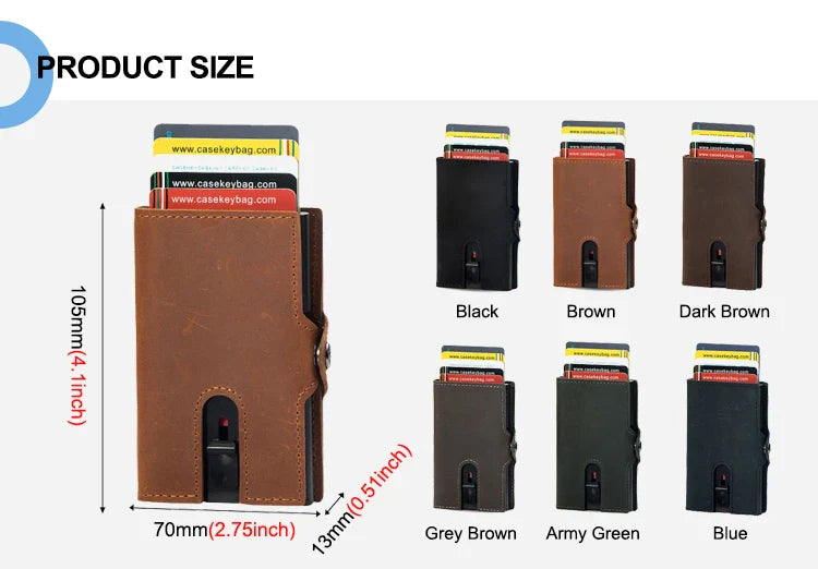 CASEKEY Men’s Wallet — 100% Genuine Cow Leather Short Card Holder Purse, High-Quality Brand Wallet for Men