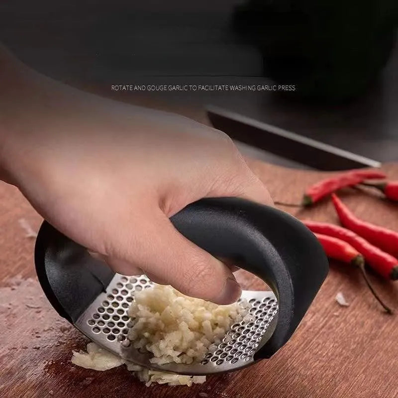 Stainless Steel Garlic Press Crusher - Manual Mincer and Chopping Tool for Garlic, Fruits, and Vegetables - Kitchen Accessories Gadget