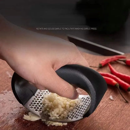 Stainless Steel Garlic Press Crusher - Manual Mincer and Chopping Tool for Garlic, Fruits, and Vegetables - Kitchen Accessories Gadget