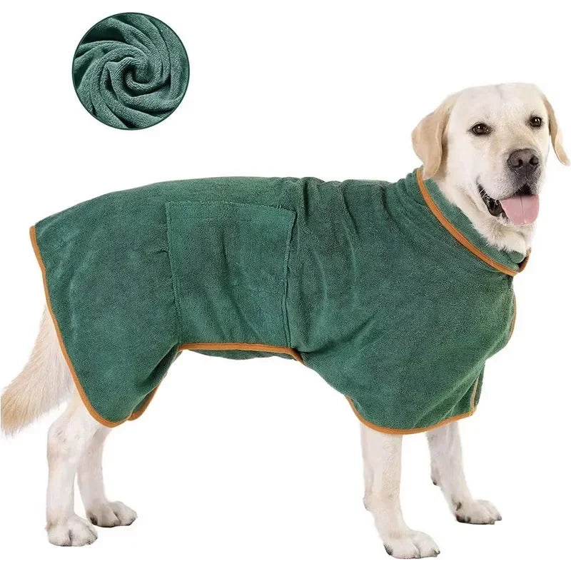 Absorbent Quick Dry Pet Bathrobe – Dog & Cat Bath Towel Robe for Small & Large Pets, Fast Drying Pet Cleaning Supplies
